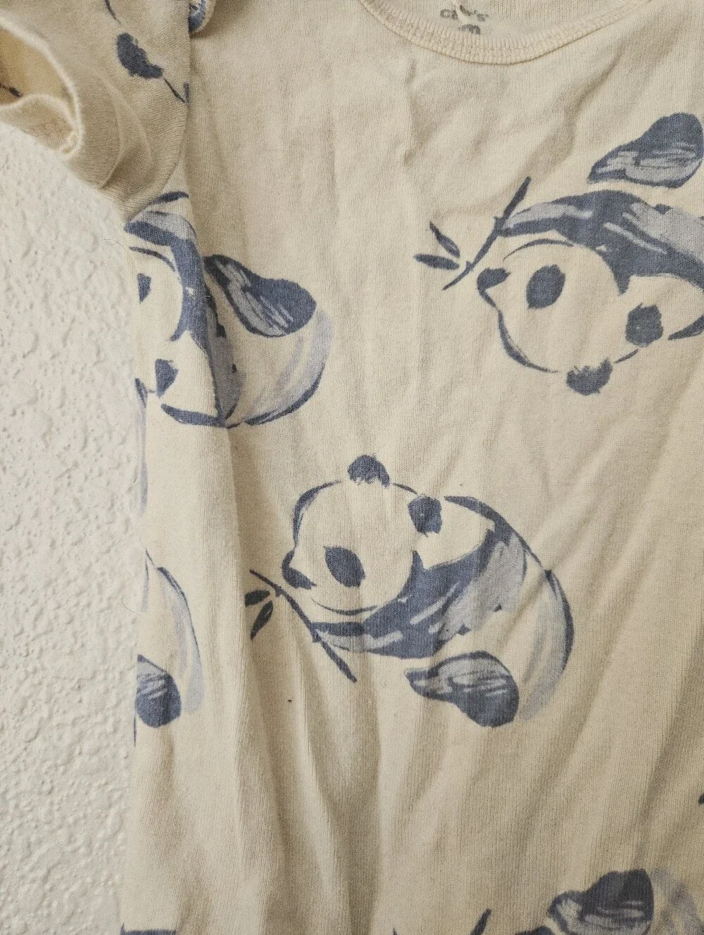 carters panda bear cream short sleeve onesie, 9 months